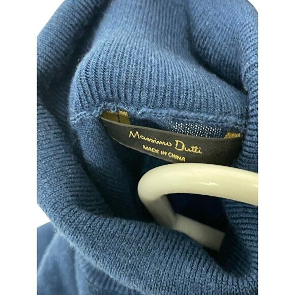 Massimo Dutti Womens Sweater S Small Blue Wool Cashmere Mock Neck NWOT - Picture 3 of 8